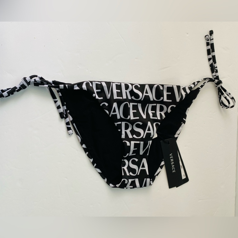VERSACE
Logo Print Side Tie Bikini Bottom Size 2